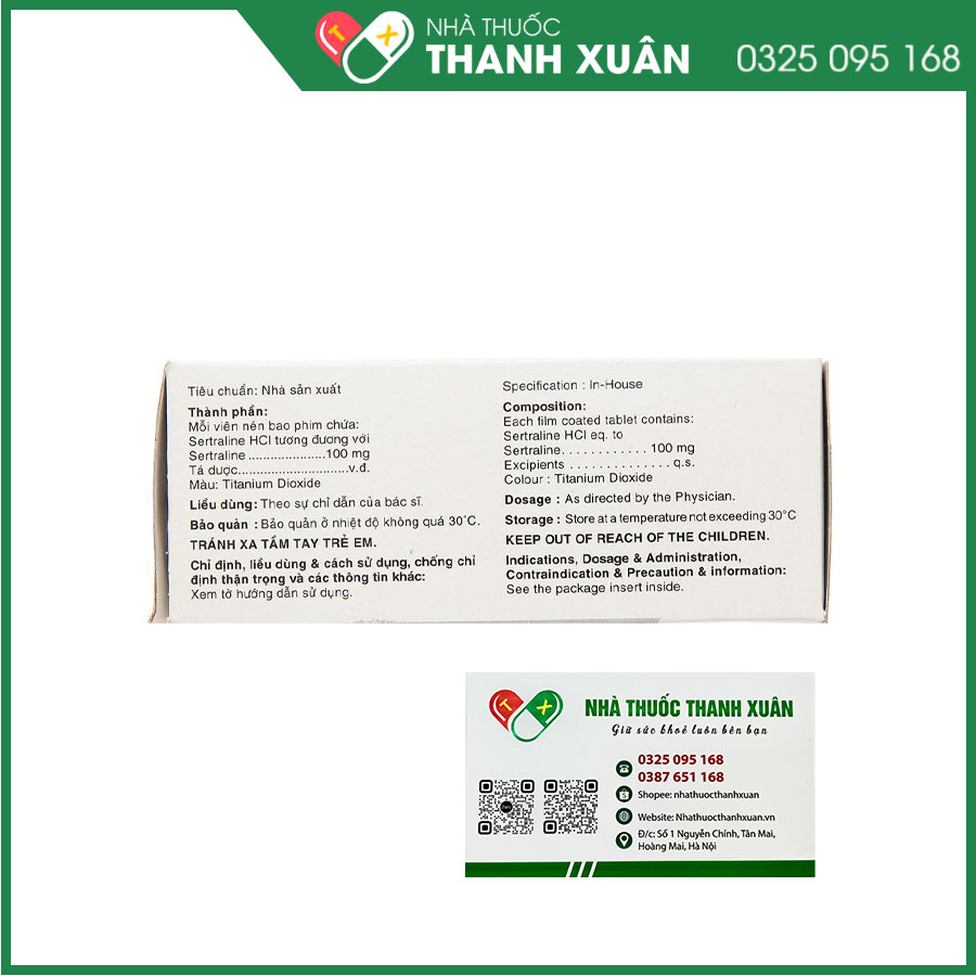 Utralene-100 thuốc điều trị trầm cảm, rối loạn ám ảnh cưỡng bức, hoảng loạn, lo âu và sợ chỗ đông người